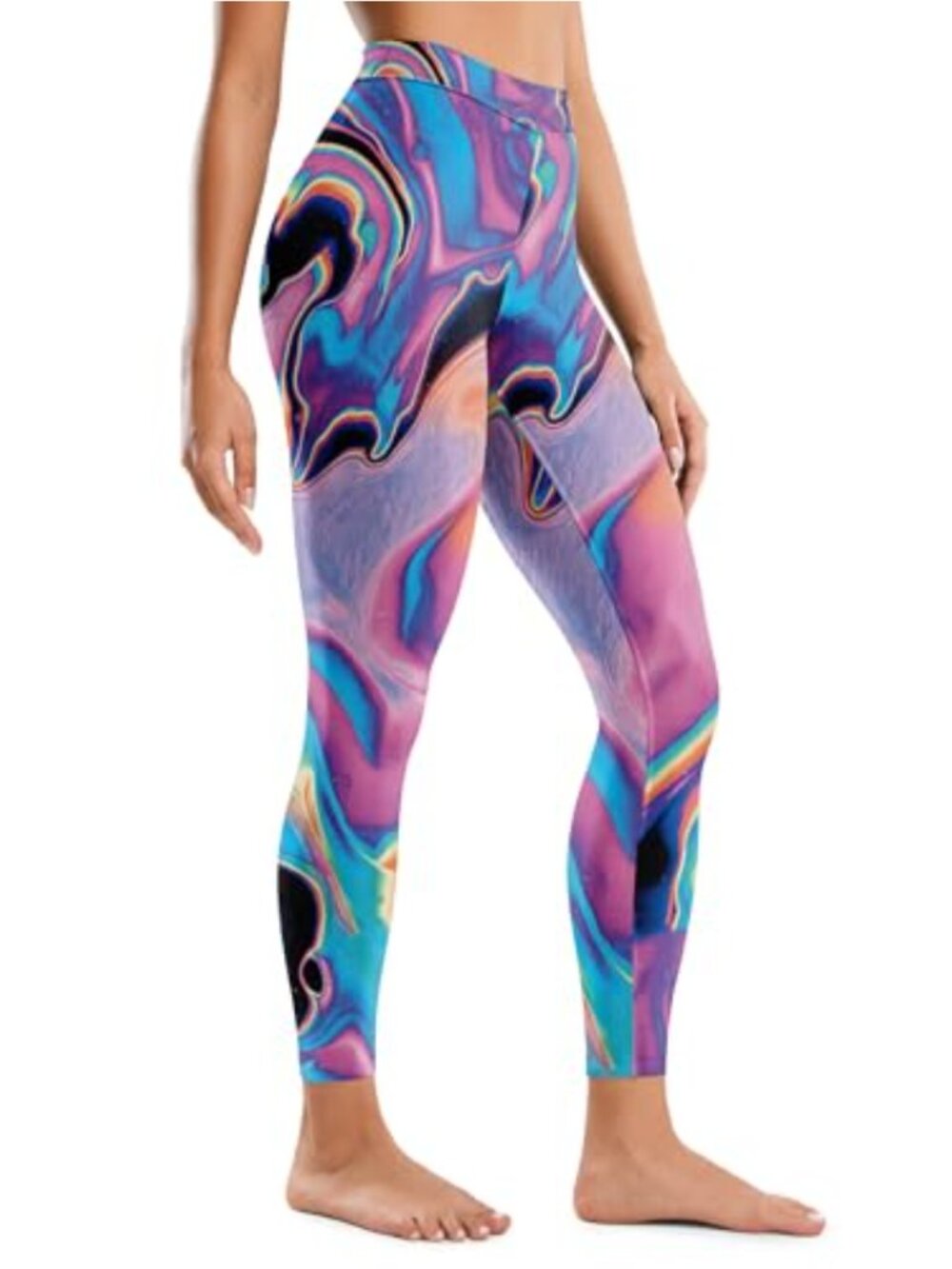 80s Retro Neon Leggings High Waist Tummy Control Yoga Athletic